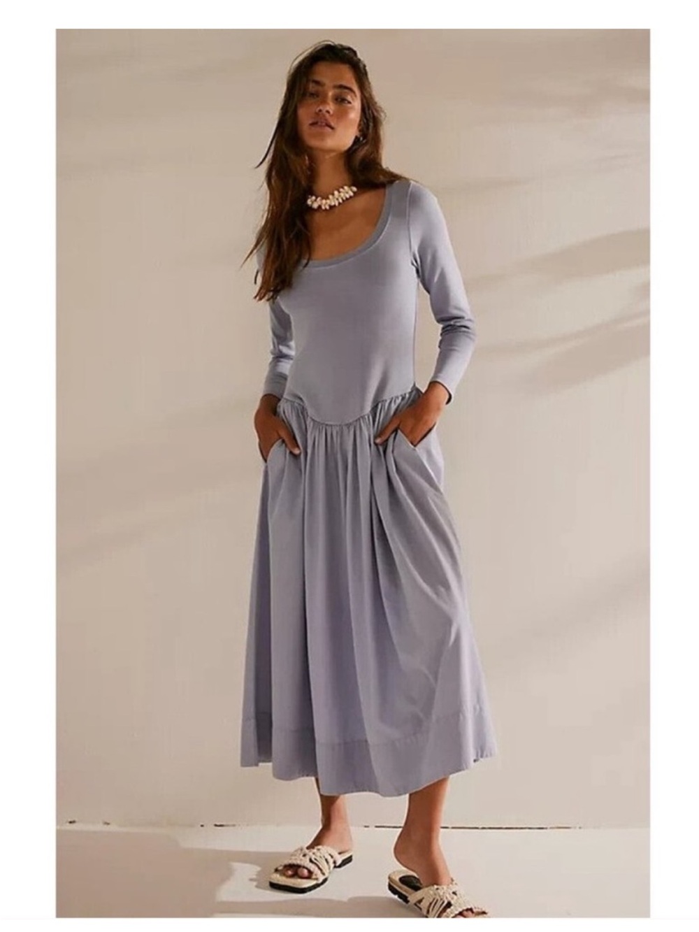 FREE PEOPLE/ FP BEACH Aelia drop waist midi dress in Lavender